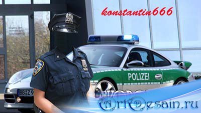 Шаблон для фотошоп - Девушка полицейский