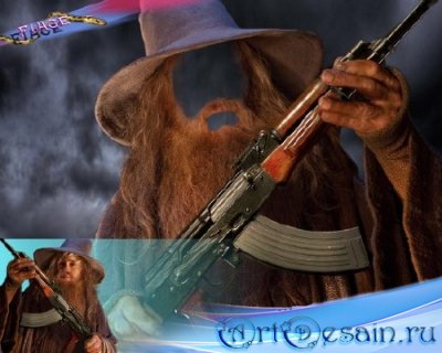 Шаблон для фотошоп - Бородатый автоматчик Шаблон для фотошоп - Бородатый автоматчик